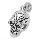 High Polish Sugar Skull Pendant .925 Sterling Silver Skeleton Charm