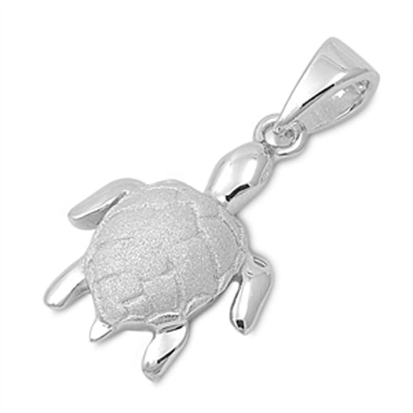 High Polish Animal Cute Turtle Pendant .925 Sterling Silver Ocean Beach Charm