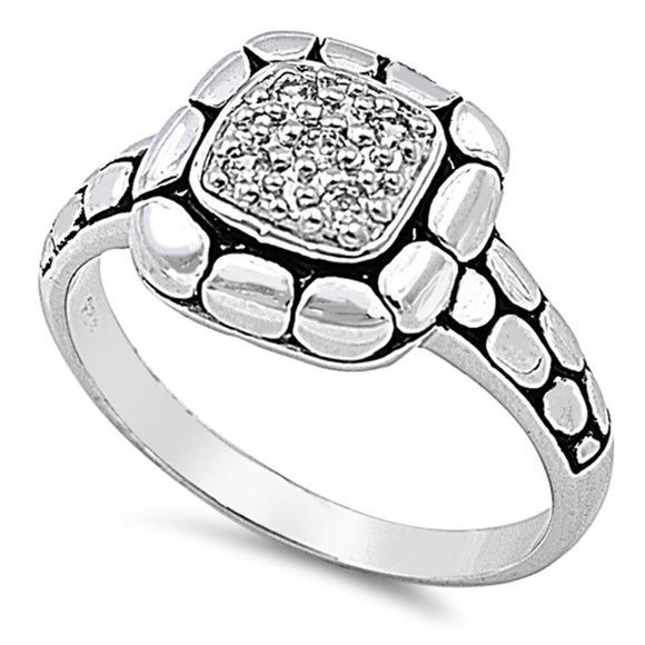 Nugget Cluster White CZ Unique Ring New .925 Sterling Silver Band Sizes 5-10