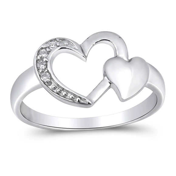 White CZ Classic Heart Promise Love Ring New 925 Sterling Silver Band Sizes 4-9