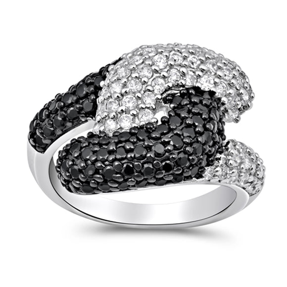 White CZ Micro Pave Criss Cross Knot Ring .925 Sterling Silver Band Sizes 6-10