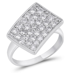 Clear CZ Wholesale Micro Pave Rectangle Ring 925 Sterling Silver Band Sizes 6-9