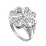 White CZ Love Clover Heart Promise Ring New .925 Sterling Silver Band Sizes 6-9