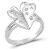 White CZ Fashion Butterfly Animal Ring New .925 Sterling Silver Band Sizes 5-9