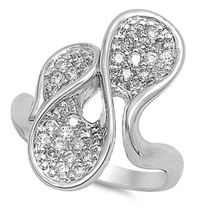 Clear CZ Wholesale Wave Micro Pave Ring New .925 Sterling Silver Band Sizes 6-9