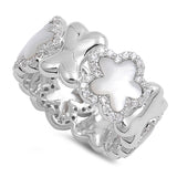 White CZ Wide Starfish Halo Fashion Ring New 925 Sterling Silver Band Sizes 5-10