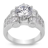 White CZ Round Solitaire Bridal Engagement Ring Sterling Silver Band Sizes 5-11