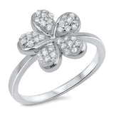 Clear CZ Hawaiian Plumeria Flower Ring New .925 Sterling Silver Band Sizes 5-10