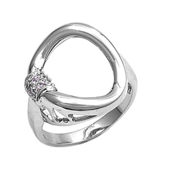 Clear CZ Wholesale Curve Circle Ring New .925 Sterling Silver Band Sizes 5-10