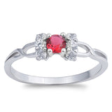 Round Ruby CZ Flower Infinity Knot Ring New .925 Sterling Silver Band Sizes 4-9
