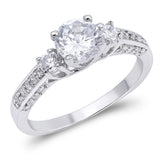 Round White CZ Solitaire Bridal Engagement Ring Sterling Silver Band Sizes 5-11