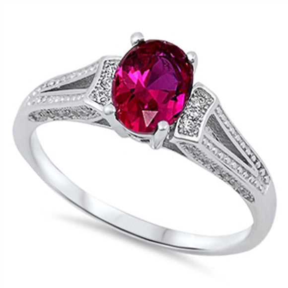 Women's Ruby CZ Solitaire Wedding Ring New .925 Sterling Silver Band Sizes 3-13