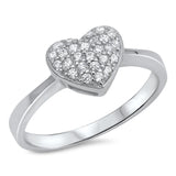 Girl's Heart White CZ Cluster Promise Ring .925 Sterling Silver Band Sizes 5-10