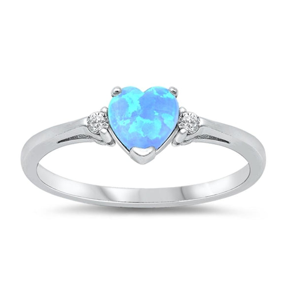 Light Blue Simulated Opal Heart Promise Ring New .925 Sterling Silver Sizes 4-12