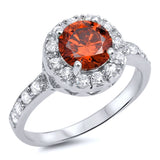 Garnet CZ Halo Cluster Wedding Ring New .925 Sterling Silver Band Sizes 4-10