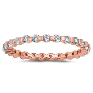 Rose Gold Tone Eternity Stackable White CZ Ring Sterling Silver Band Sizes 4-10