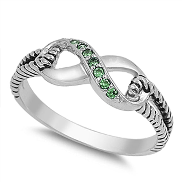 Emerald CZ Infinity Rope Cute Ring New 925 Sterling Silver Thumb Band Sizes 4-10