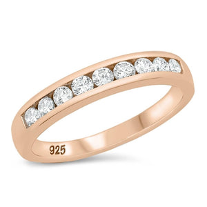 White CZ Fashion Rose Gold-Tone Ring New .925 Sterling Silver Band Sizes 5-10