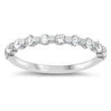 Sterling Silver Woman's White CZ Elegant Stunning Ring Thin Band 2mm Sizes 5-10