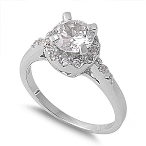 Round Solitaire Clear CZ Wedding Ring New .925 Sterling Silver Band Sizes 6-9