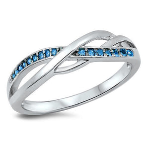 Infinity Knot Blue Topaz CZ Celtic Ring New .925 Sterling Silver Band Sizes 4-10