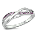 Pink CZ Criss Cross Celtic Knot Ring New .925 Sterling Silver Band Sizes 4-10