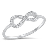 Infinity Forever Clear CZ Classic Ring New .925 Sterling Silver Band Sizes 5-10