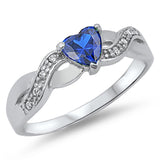 Blue Sapphire CZ Infinity Knot Heart Ring .925 Sterling Silver Band Sizes 4-12