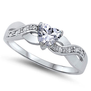 Women's Heart Infinity Knot Band CZ Promise Ring .925 Sterling Silver Sizes 4-12