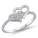 Women's Heart White CZ Cluster Promise Ring .925 Sterling Silver Band Sizes 4-9