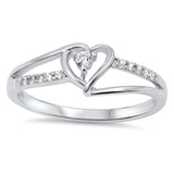 Women's Heart White CZ Promise Ring New .925 Sterling Silver Band Sizes 3-12