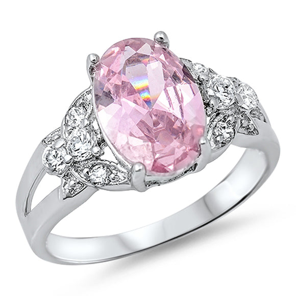 Women's Butterfly Pink CZ Fashion Ring New .925 Sterling Silver Band Sizes 5-9