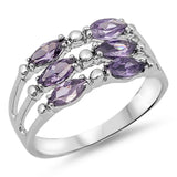 Fashion Marquise Amethyst CZ Classic Ring .925 Sterling Silver Band Sizes 5-9