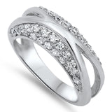 Crisscross X Clear CZ Cluster Promise Ring .925 Sterling Silver Band Sizes 4-10