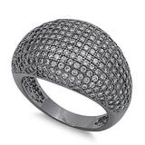 White CZ Black Micro Pave Dome Wide Ring New 925 Sterling Silver Band Sizes 6-10