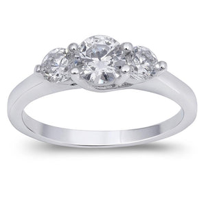 Simple Classic Wedding White CZ Cute Ring .925 Sterling Silver Band Sizes 5-9