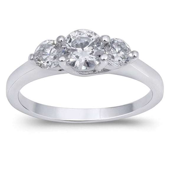Simple Classic Wedding White CZ Cute Ring .925 Sterling Silver Band Sizes 5-9