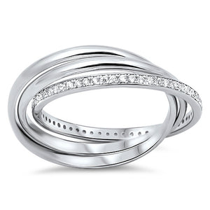 Women's Triple Band White CZ Eternity Ring New .925 Sterling Silver Sizes 4-10