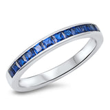 Stackable Blue Sapphire CZ Beautiful Ring .925 Sterling Silver Band Sizes 5-10