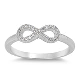 Girl Simple Infinity Clear CZ Cute Ring New .925 Sterling Silver Band Sizes 5-10