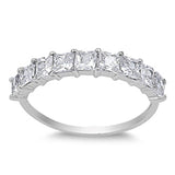 Women's Square White CZ Promise Ring New .925 Sterling Silver Band Sizes 4-10