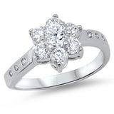 Women's Flower Clear CZ Cute Girl's Ring New 925 Sterling Silver Band Sizes 5-10