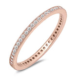 Rose Gold Tone Eternity Stackable Clear CZ Ring Sterling Silver Band Sizes 4-10