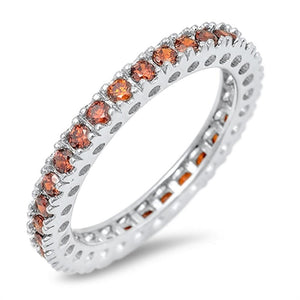 Eternity Stackable Garnet CZ Unique Ring New 925 Sterling Silver Band Sizes 5-10
