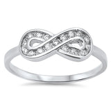 Women's Infinity White CZ Promise Ring New .925 Sterling Silver Band Sizes 4-9