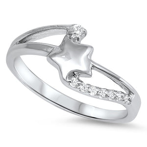 Women's Star Infinity White CZ Promise Ring .925 Sterling Silver Band Sizes 5-9