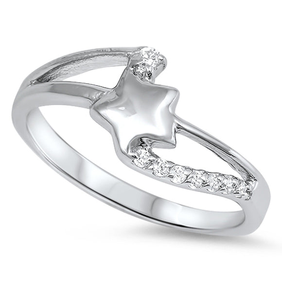Women's Star Infinity White CZ Promise Ring .925 Sterling Silver Band Sizes 5-9