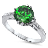 Wedding Solitaire Emerald CZ Wedding Ring .925 Sterling Silver Band Sizes 5-10