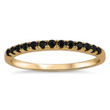 Gold Tone Black CZ Fashion Stackable Ring .925 Sterling Silver Band Sizes 3-10