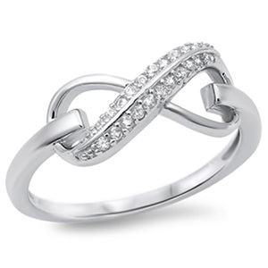 Infinity Heart White CZ Promise Ring New .925 Sterling Silver Band Sizes 4-12